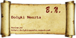 Bolyki Neszta névjegykártya
